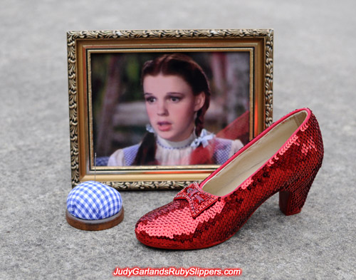 The ruby slippers is half way finished with the right shoe done