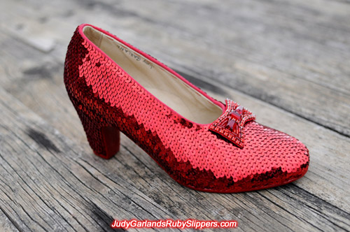 The ruby slippers is half way finished with the right shoe done