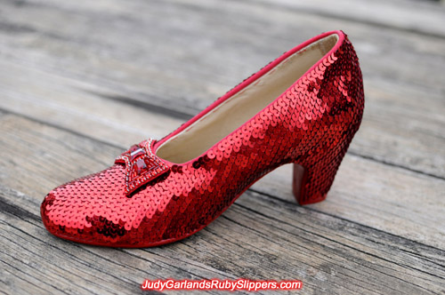 The ruby slippers is half way finished with the right shoe done