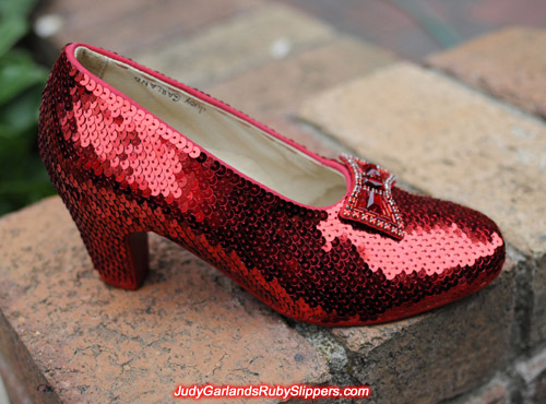 The ruby slippers is half way finished with the right shoe done