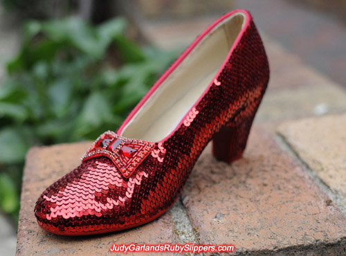 The ruby slippers is half way finished with the right shoe done