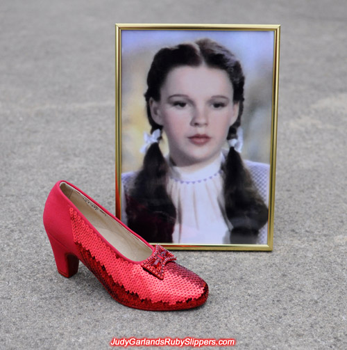 Unfinished right shoe of Judy Garland's ruby slippers