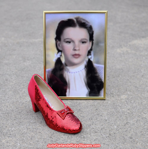 Unfinished right shoe of Judy Garland's ruby slippers