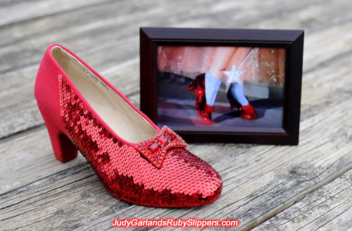 Unfinished right shoe of Judy Garland's ruby slippers