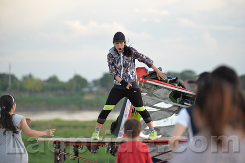 Aerobics on Mekong riverside in Vientiane, Laos