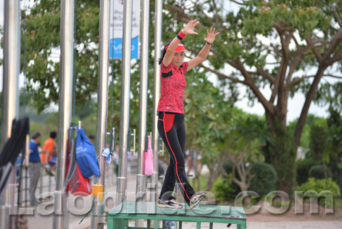 Aerobics on Mekong riverside in Vientiane, Laos