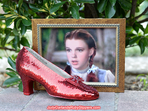 Beautiful right shoe of Judy Garland's ruby slippers