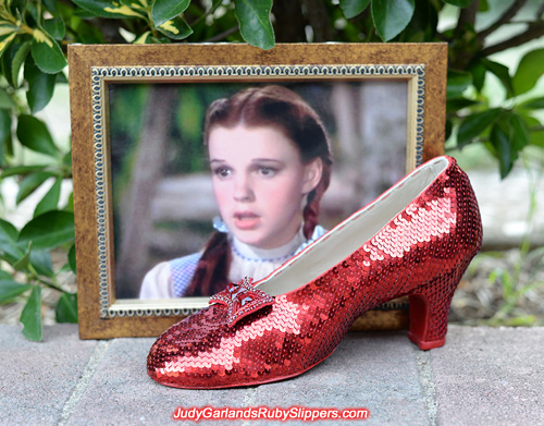 Beautiful right shoe of Judy Garland's ruby slippers