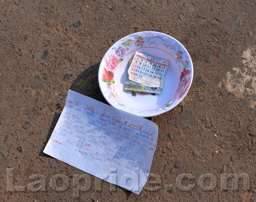 Begging on the streets of Vientiane, Laos