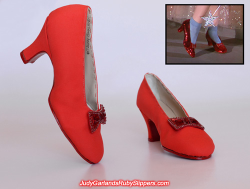 Custom-made size 5B shoes for the ruby slippers