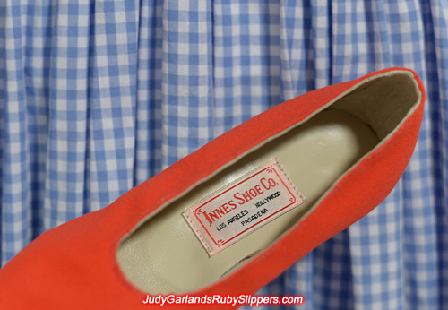 Custom-made size 5B shoes for the ruby slippers