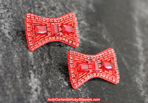 Exquisite hand-sewn ruby slipper bows