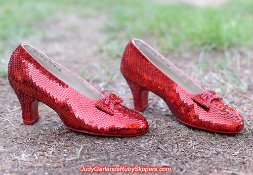 Exquisite hand-sewn ruby slippers