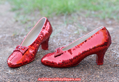 Exquisite hand-sewn ruby slippers