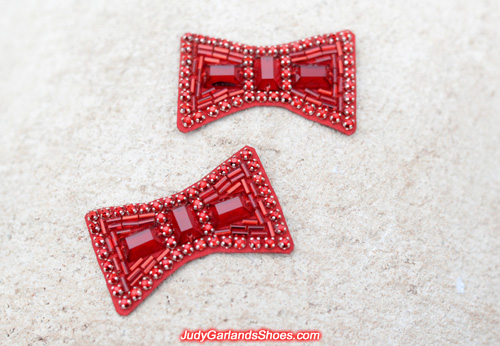 Hand-sewn ruby slipper bows made in November, 2017