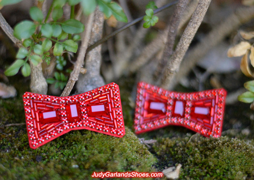 Hand-sewn ruby slipper bows made in October, 2017