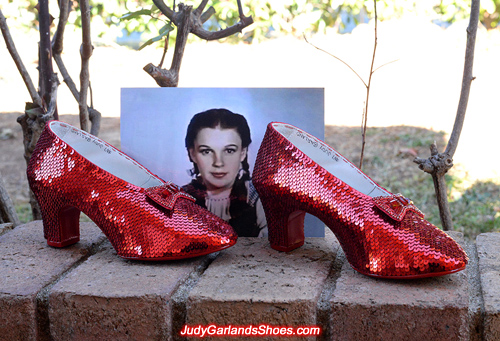 Hand-sewn ruby slippers crafted in July, 2017