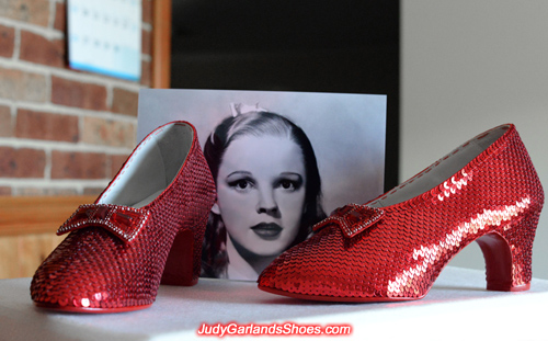 Hand-sewn ruby slippers crafted in November, 2017