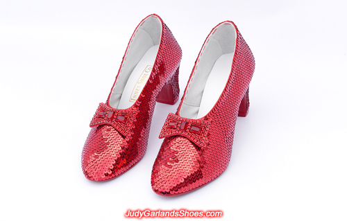 Hand-sewn ruby slippers crafted in November, 2017