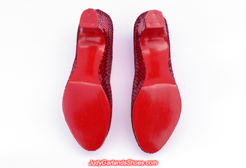 Hand-sewn ruby slippers crafted in November, 2017