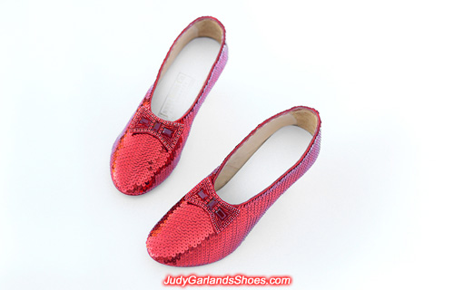 Hand-sewn ruby slippers in size 5B