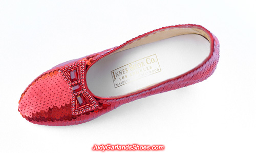 Hand-sewn ruby slippers in size 5B