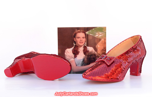 Hand-sewn ruby slippers in size 5B