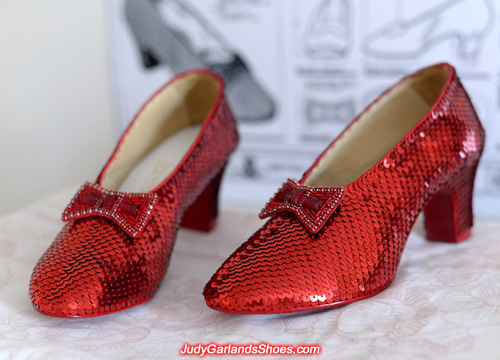 Hand-sewn ruby slippers in size 5B