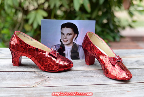 Hand-sewn ruby slippers in size 5B