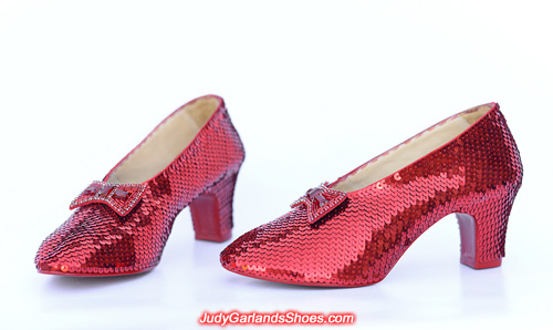 Hand-sewn ruby slippers in size 5B