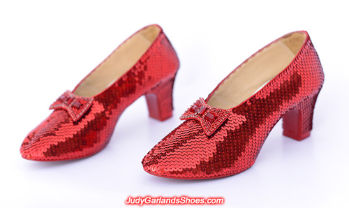 Hand-sewn ruby slippers in size 5B