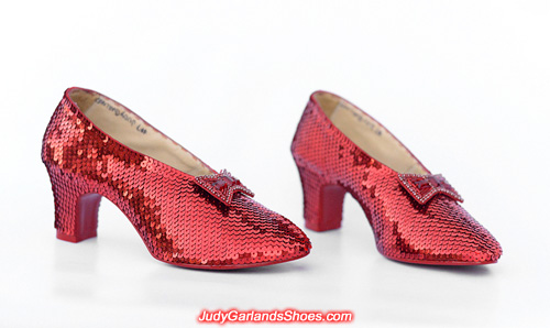 Hand-sewn ruby slippers in size 5B