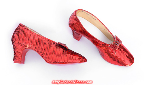 Hand-sewn ruby slippers in size 5B