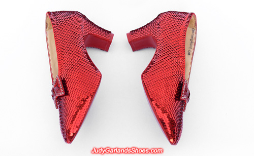 Hand-sewn ruby slippers in size 5B