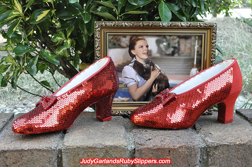 Hand-sewn ruby slippers is beginning to take shape