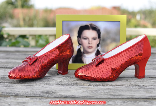 Hand-sewn ruby slippers is beginning to take shape