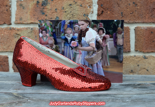 Judy Garland's ruby slippers is half completed