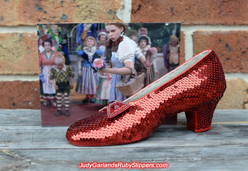 Judy Garland's ruby slippers is half completed