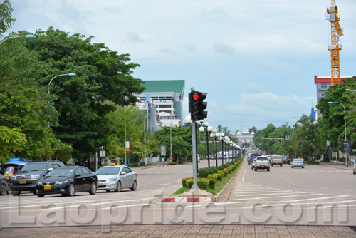 Lane Xang Avenue in Vientiane, Laos