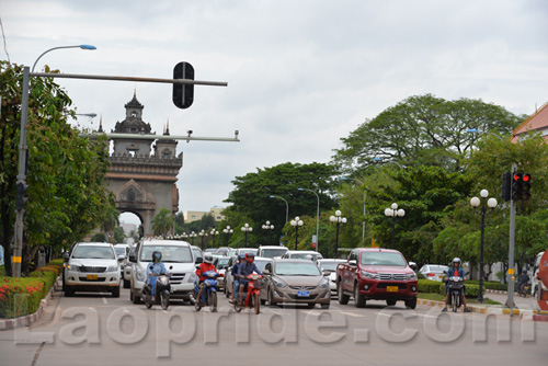 Lane Xang Avenue in Vientiane, Laos