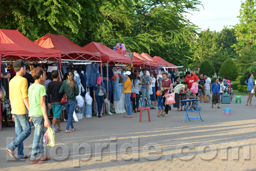 Mekong riverside night market in Vientiane, Laos