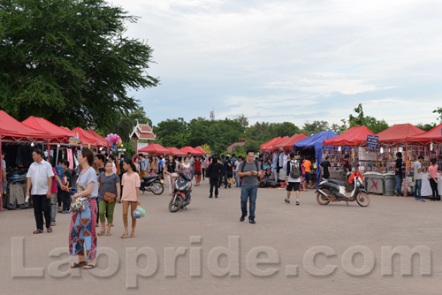 Mekong riverside night market in Vientiane, Laos