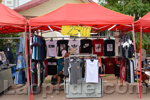 Mekong riverside night market in Vientiane, Laos