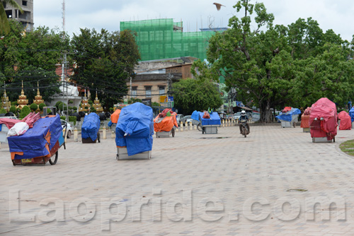 Mekong riverside night market in Vientiane, Laos