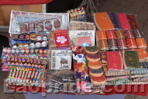 Mekong riverside night market in Vientiane, Laos