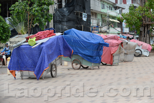 Mekong riverside night market in Vientiane, Laos