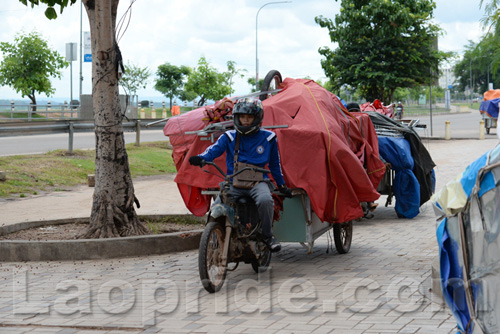 Mekong riverside night market in Vientiane, Laos