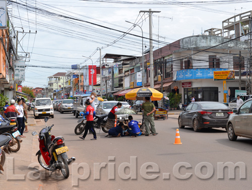Motorbike accident in Dongpalane, Vientiane, Laos