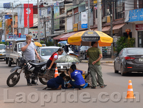 Motorbike accident in Dongpalane, Vientiane, Laos