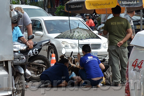 Motorbike accident in Dongpalane, Vientiane, Laos